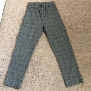John Galt Black and White Plaid Trousers